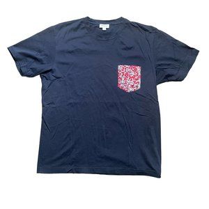 Sunspel Pocket Detail T-Shirt L large navy blue red floral Charlotte Gosch tee